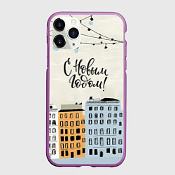 Чехол iPhone 11 Pro матовый С новым годом - новогодний городок