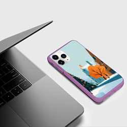 Чехол iPhone 11 Pro матовый Новогодняя улица, цвет: 3D-фиолетовый — фото 2