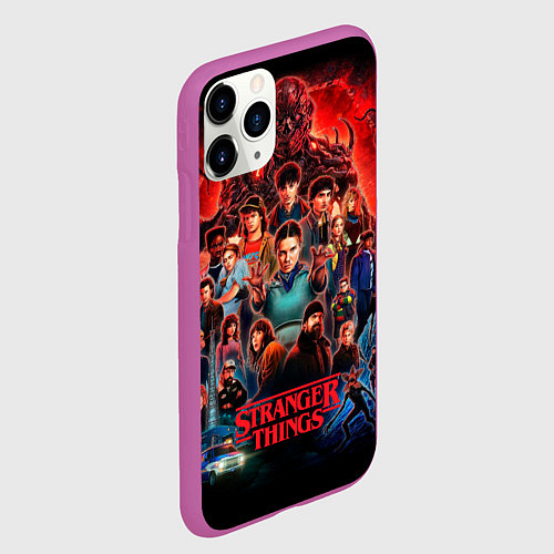 Чехол iPhone 11 Pro матовый Все герои Загадочные события финал / 3D-Фиолетовый – фото 2