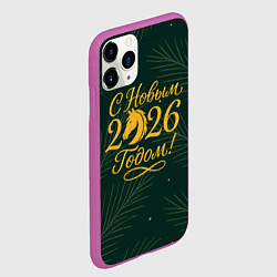 Чехол iPhone 11 Pro матовый С новым 2026 годом золотистая надпись, цвет: 3D-фиолетовый — фото 2