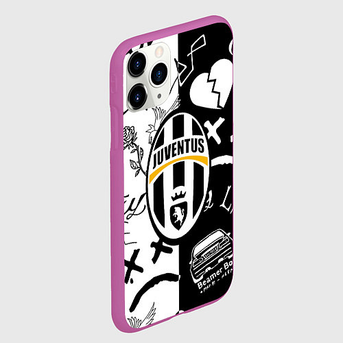 Чехол iPhone 11 Pro матовый Lill Peep x juventus logo / 3D-Фиолетовый – фото 2