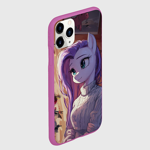 Чехол iPhone 11 Pro матовый Анимешная лошадка - Новый год / 3D-Фиолетовый – фото 2