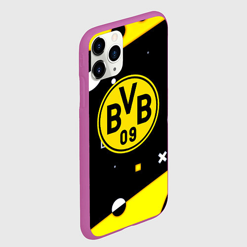 Чехол iPhone 11 Pro матовый Borussia геометрия текстура / 3D-Фиолетовый – фото 2