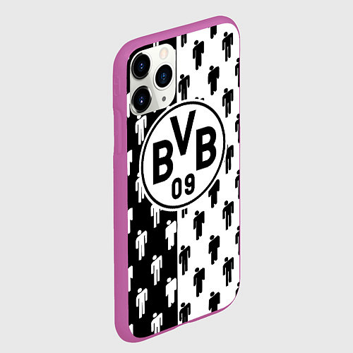 Чехол iPhone 11 Pro матовый Borussia черно белые люди / 3D-Фиолетовый – фото 2