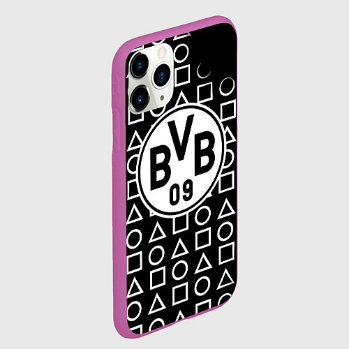 Чехол iPhone 11 Pro матовый Borussia геометрия черно белая / 3D-Фиолетовый – фото 2