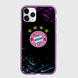Чехол iPhone 11 Pro матовый Бавария Мюнхен неоновые краски всплеск, цвет: 3D-фиолетовый