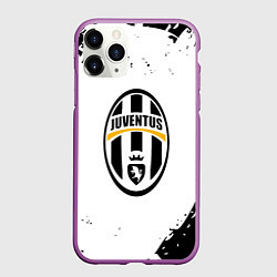 Чехол iPhone 11 Pro матовый Ювентус краски черно белые всплеск, цвет: 3D-фиолетовый