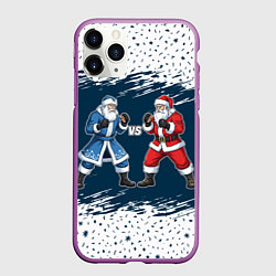 Чехол iPhone 11 Pro матовый Дед Мороз против Санта Клауса - ММА, цвет: 3D-фиолетовый