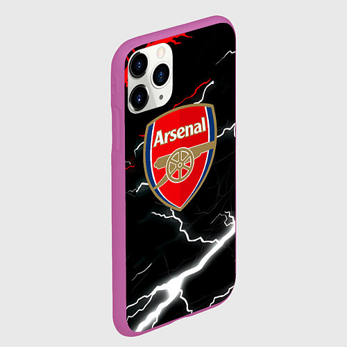 Чехол iPhone 11 Pro матовый Арсенал молнии шторм / 3D-Фиолетовый – фото 2