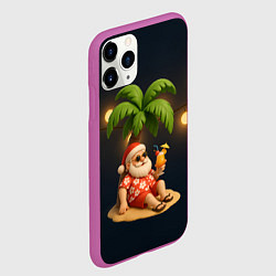 Чехол iPhone 11 Pro матовый Санта чиллит под пальмой, цвет: 3D-фиолетовый — фото 2