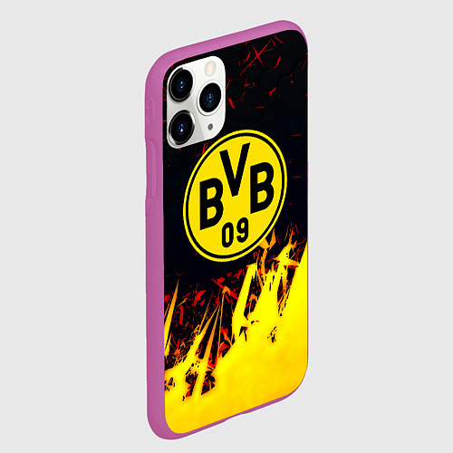Чехол iPhone 11 Pro матовый Borussia краски соты / 3D-Фиолетовый – фото 2