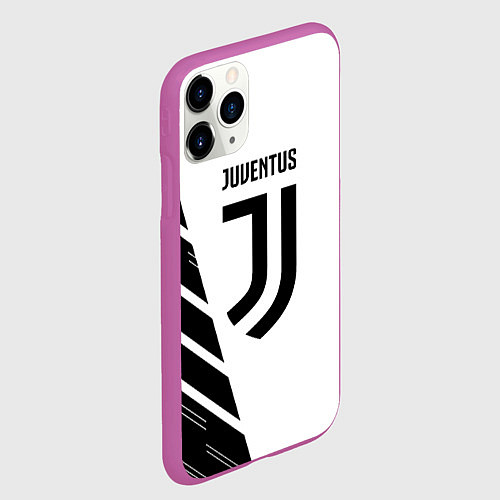 Чехол iPhone 11 Pro матовый Ювентус полосы геометрия текстура / 3D-Фиолетовый – фото 2