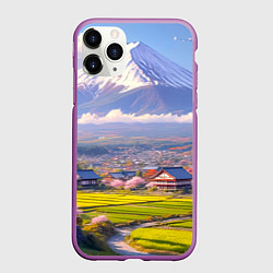 Чехол iPhone 11 Pro матовый Сакура у подножия Фудзиямы, цвет: 3D-фиолетовый