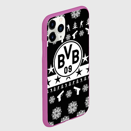 Чехол iPhone 11 Pro матовый Borussia x counter strike / 3D-Фиолетовый – фото 2