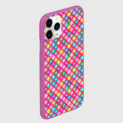 Чехол iPhone 11 Pro матовый Разноцветный цветочный узор ретро / 3D-Фиолетовый – фото 2