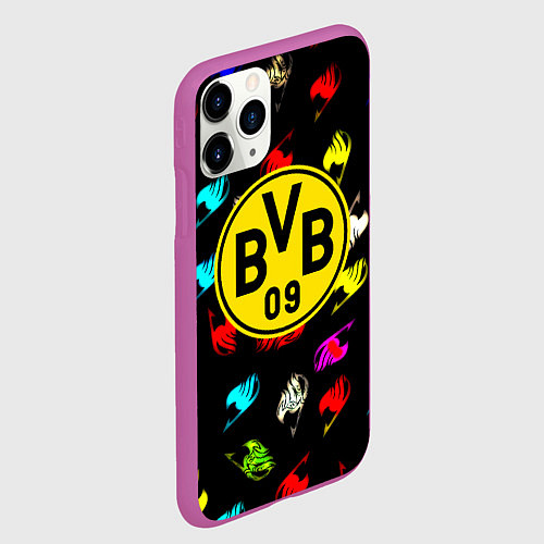 Чехол iPhone 11 Pro матовый Borussia хвост феи неон / 3D-Фиолетовый – фото 2