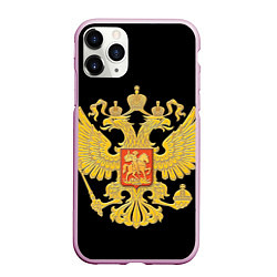 Чехол iPhone 11 Pro матовый Герб России: золото, цвет: 3D-розовый