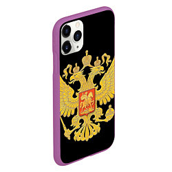 Чехол iPhone 11 Pro матовый Герб России: золото, цвет: 3D-фиолетовый — фото 2
