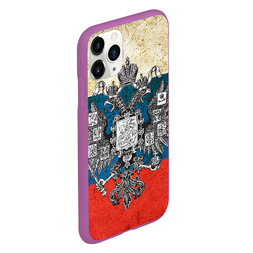Чехол iPhone 11 Pro матовый Герб имперской России / 3D-Фиолетовый – фото 2