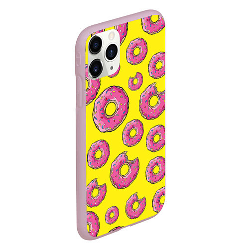 Чехол iPhone 11 Pro матовый Пончики Гомера / 3D-Розовый – фото 2