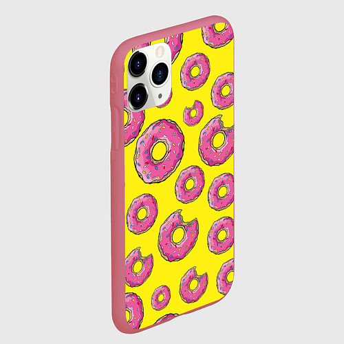 Чехол iPhone 11 Pro матовый Пончики Гомера / 3D-Малиновый – фото 2