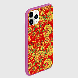 Чехол iPhone 11 Pro матовый Хохлома, цвет: 3D-фиолетовый — фото 2