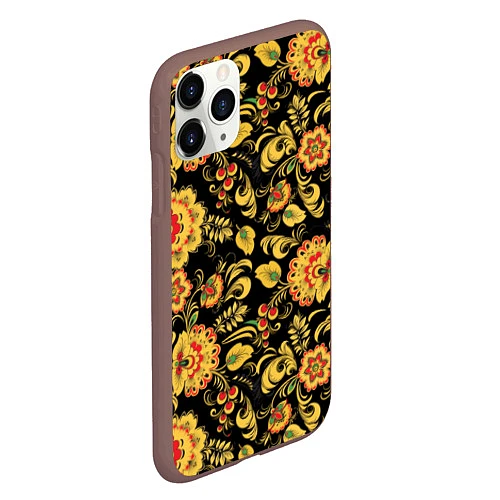 Чехол iPhone 11 Pro матовый Хохлома / 3D-Коричневый – фото 2