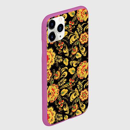 Чехол iPhone 11 Pro матовый Хохлома / 3D-Фиолетовый – фото 2