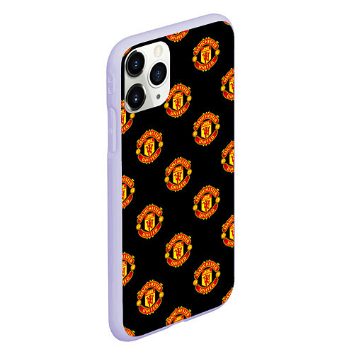 Чехол iPhone 11 Pro матовый Manchester United Pattern / 3D-Светло-сиреневый – фото 2