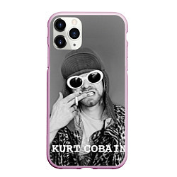 Чехол iPhone 11 Pro матовый Кобейн в очках, цвет: 3D-розовый