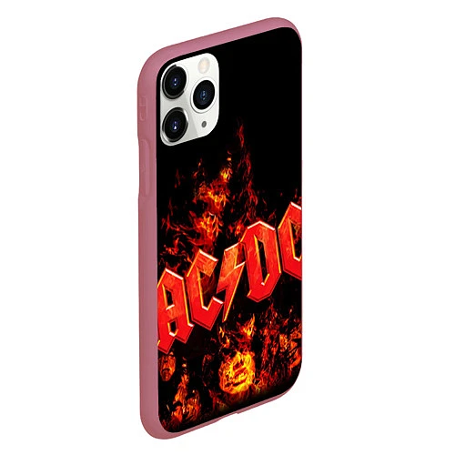 Чехол iPhone 11 Pro матовый AC/DC Flame / 3D-Малиновый – фото 2