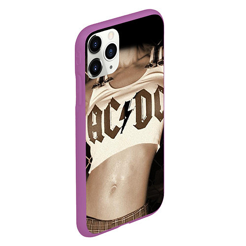 Чехол iPhone 11 Pro матовый AC/DC Girl / 3D-Фиолетовый – фото 2