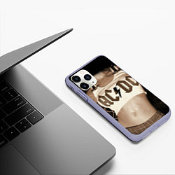 Чехол iPhone 11 Pro матовый AC/DC Girl, цвет: 3D-светло-сиреневый — фото 2