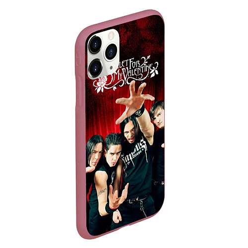 Чехол iPhone 11 Pro матовый Bullet for my valentine / 3D-Малиновый – фото 2