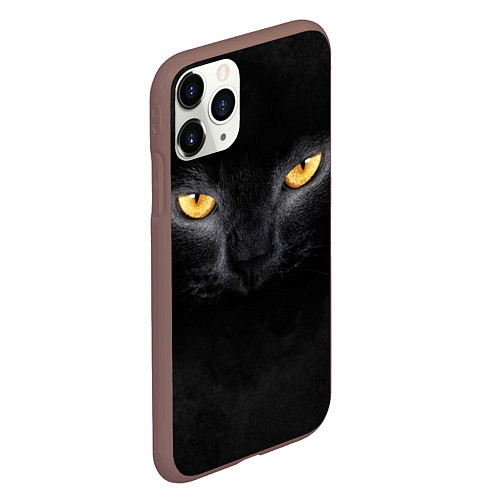 Чехол iPhone 11 Pro матовый Черная кошка / 3D-Коричневый – фото 2