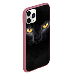 Чехол iPhone 11 Pro матовый Черная кошка, цвет: 3D-малиновый — фото 2