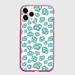 Чехол iPhone 11 Pro матовый Бриллианты, цвет: 3D-малиновый