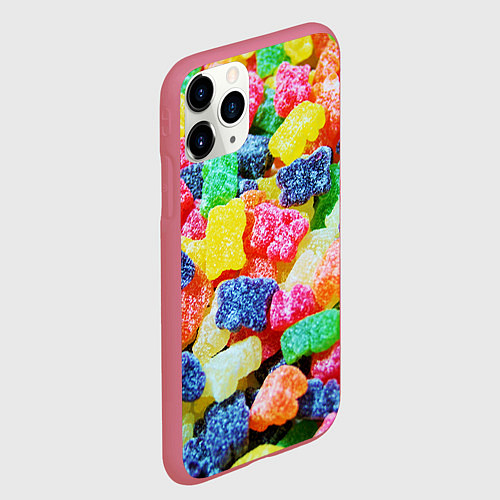 Чехол iPhone 11 Pro матовый Мармеладные мишки / 3D-Малиновый – фото 2
