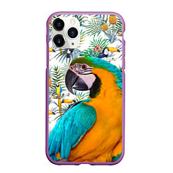 Чехол iPhone 11 Pro матовый Летний попугай