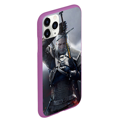 Чехол iPhone 11 Pro матовый Геральт / 3D-Фиолетовый – фото 2