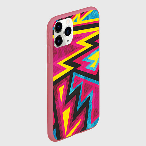 Чехол iPhone 11 Pro матовый Геометрия / 3D-Малиновый – фото 2