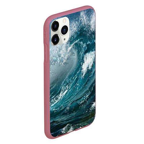 Чехол iPhone 11 Pro матовый Волна / 3D-Малиновый – фото 2