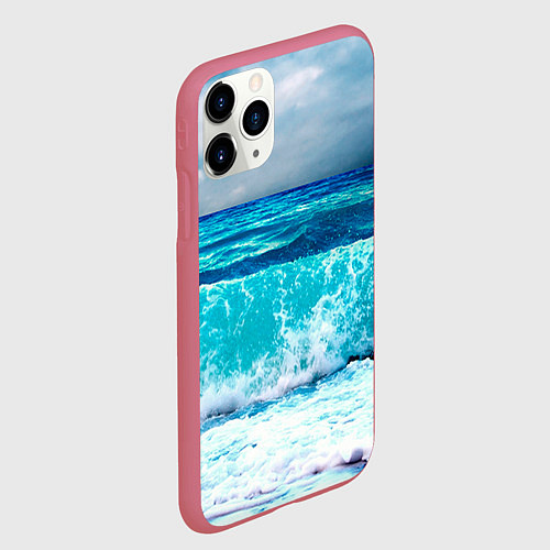 Чехол iPhone 11 Pro матовый Волны / 3D-Малиновый – фото 2