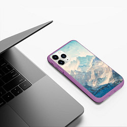 Чехол iPhone 11 Pro матовый Горы, цвет: 3D-фиолетовый — фото 2