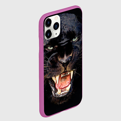 Чехол iPhone 11 Pro матовый Пантера / 3D-Фиолетовый – фото 2