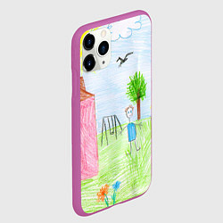 Чехол iPhone 11 Pro матовый Детские рисунки, цвет: 3D-фиолетовый — фото 2