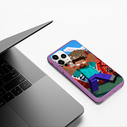 Чехол iPhone 11 Pro матовый Minecraft Man, цвет: 3D-фиолетовый — фото 2