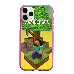 Чехол iPhone 11 Pro матовый Minecraft Tree, цвет: 3D-малиновый