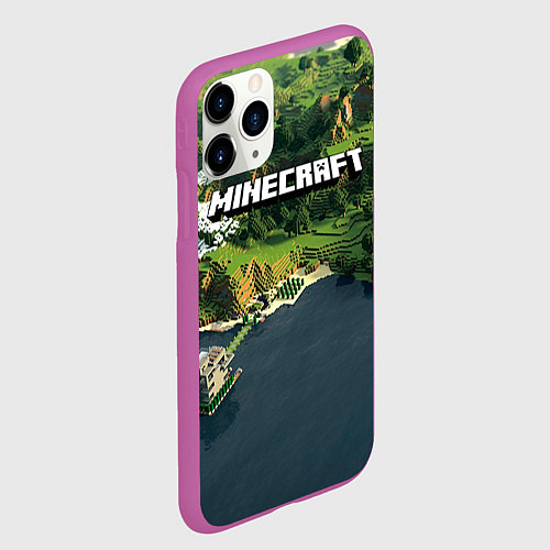 Чехол iPhone 11 Pro матовый Minecraft Location / 3D-Фиолетовый – фото 2