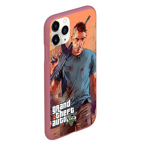 Чехол iPhone 11 Pro матовый GTA 5: Gangsta / 3D-Малиновый – фото 2